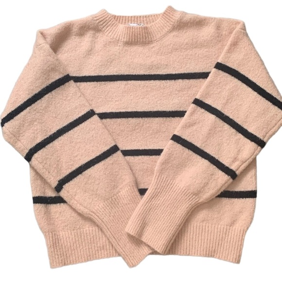 Double Zero Sweaters - Women’s Double Zero Spicy Small Pink W/ Black Stripes Sweater